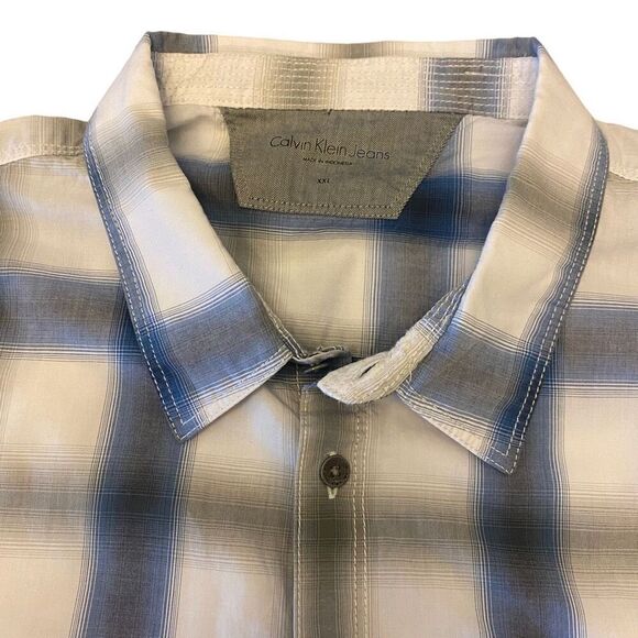 Calvin Klein Plaid Button Down Short Sleeve Shirt Size XXL - Picture 4 of 12